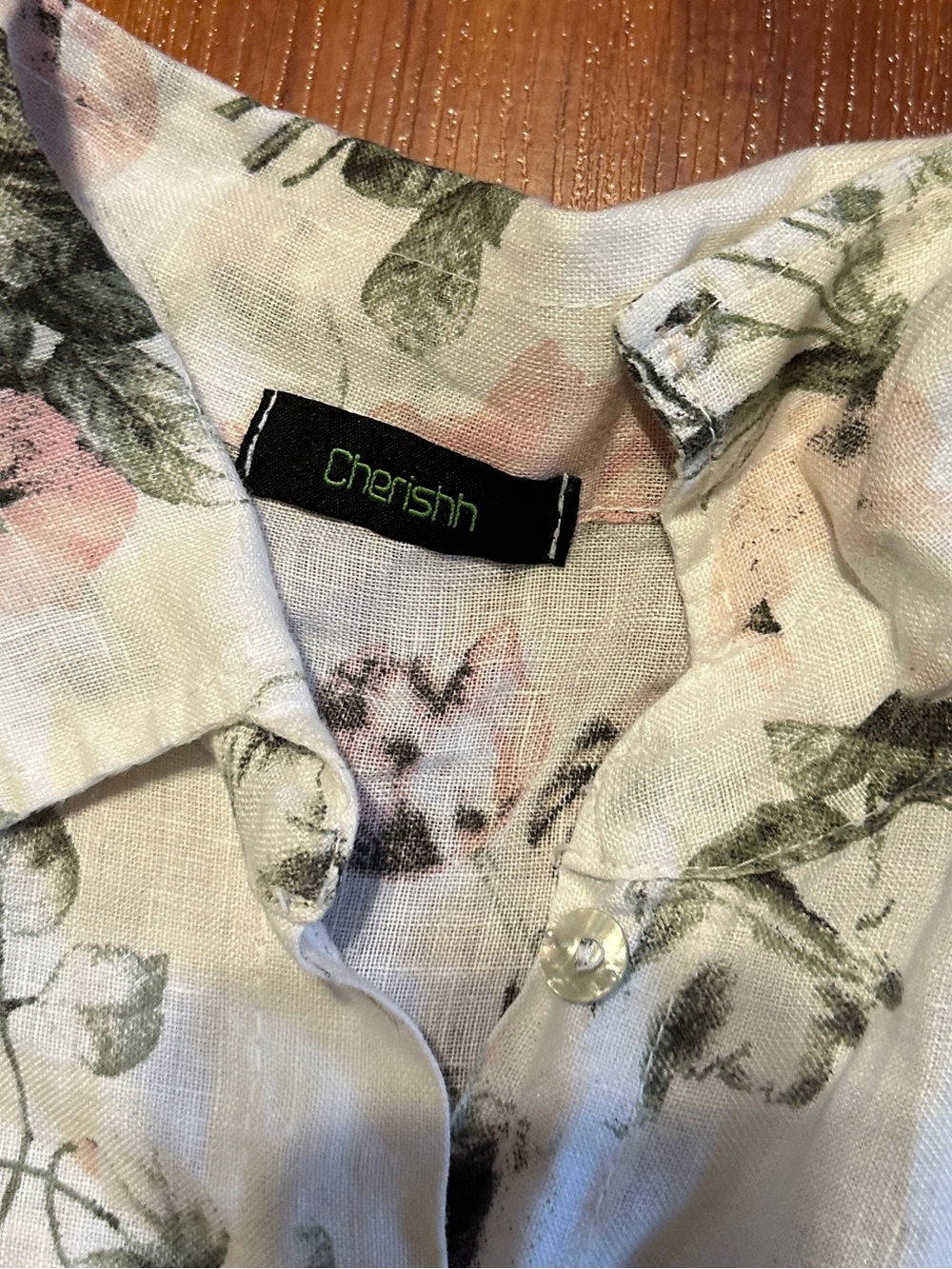 Linen White Sleeveless Midi Dress with Pink Floral Print size M - Picture 8 of 10
